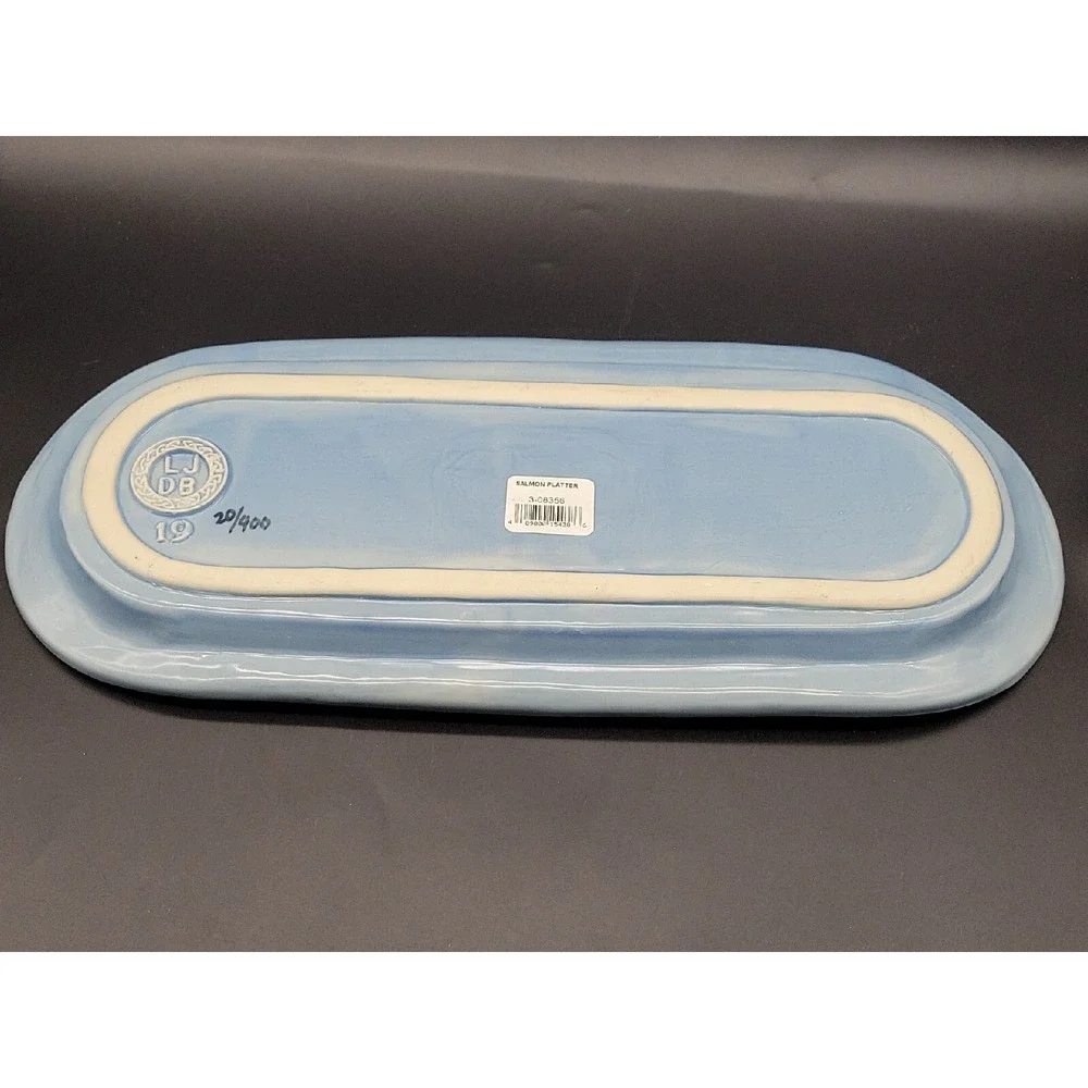Art Pottery Salmon Fish Platter Plate Serving Oval Signed Numbered